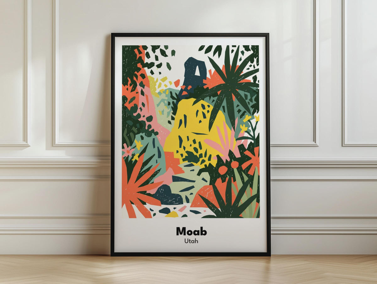 Moab Utah Travel Poster - Colourful Retro Desert Wall Art Print